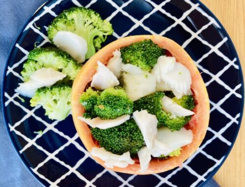 Merluzzo con broccoli al pompelmo